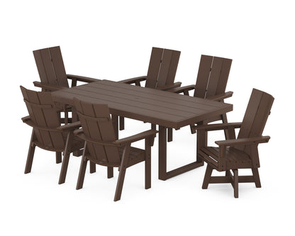 POLYWOOD Modern Adirondack 7-Piece Dining Set in Mahogany