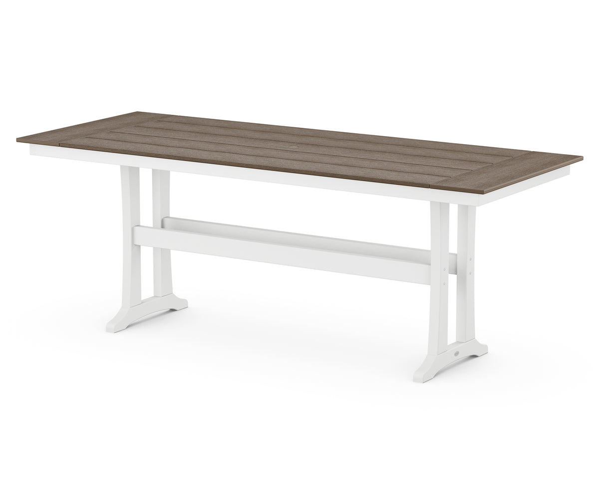 POLYWOOD Farmhouse Trestle 38" x 96" Counter Table in White / Kona