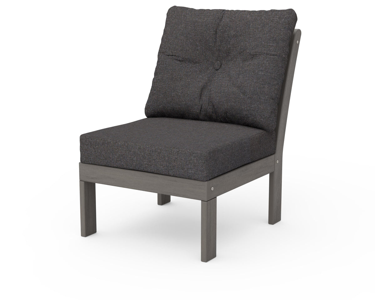 POLYWOOD Vineyard Modular Armless Chair in Driftwood / Ash Charcoal
