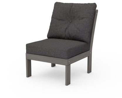 POLYWOOD Vineyard Modular Armless Chair in Driftwood / Ash Charcoal