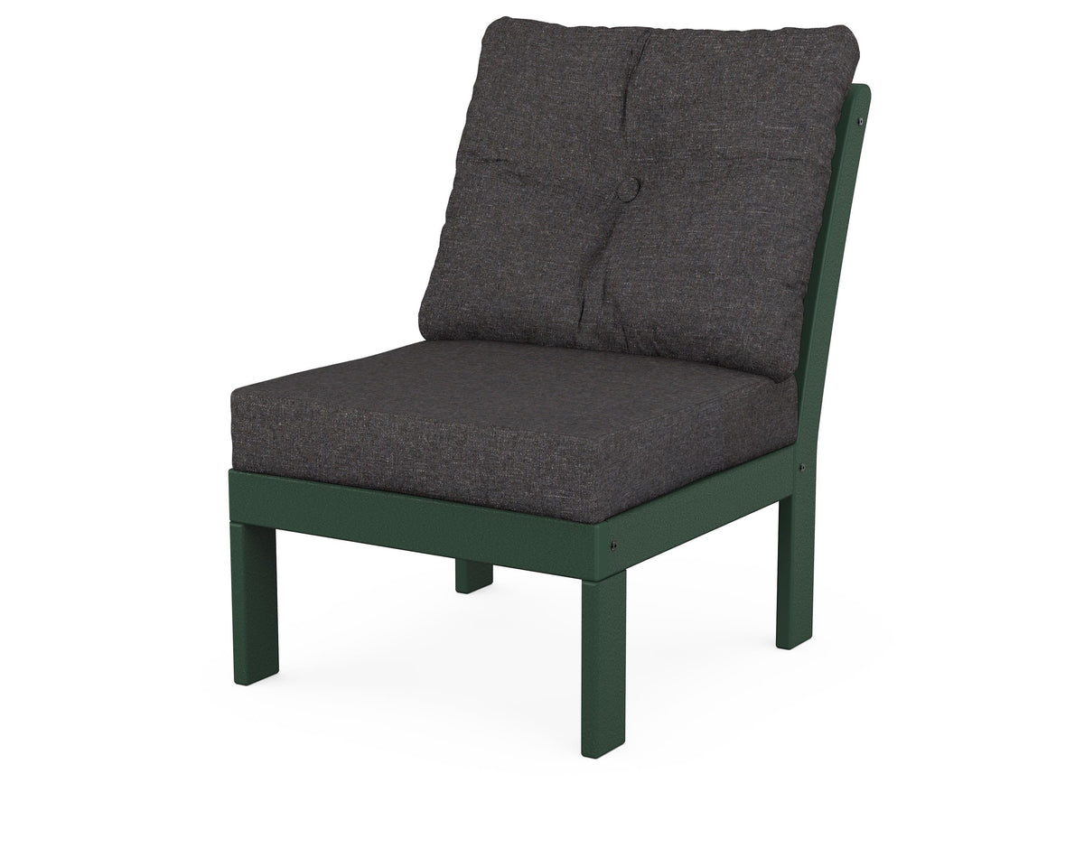 POLYWOOD Vineyard Modular Armless Chair in Green / Ash Charcoal