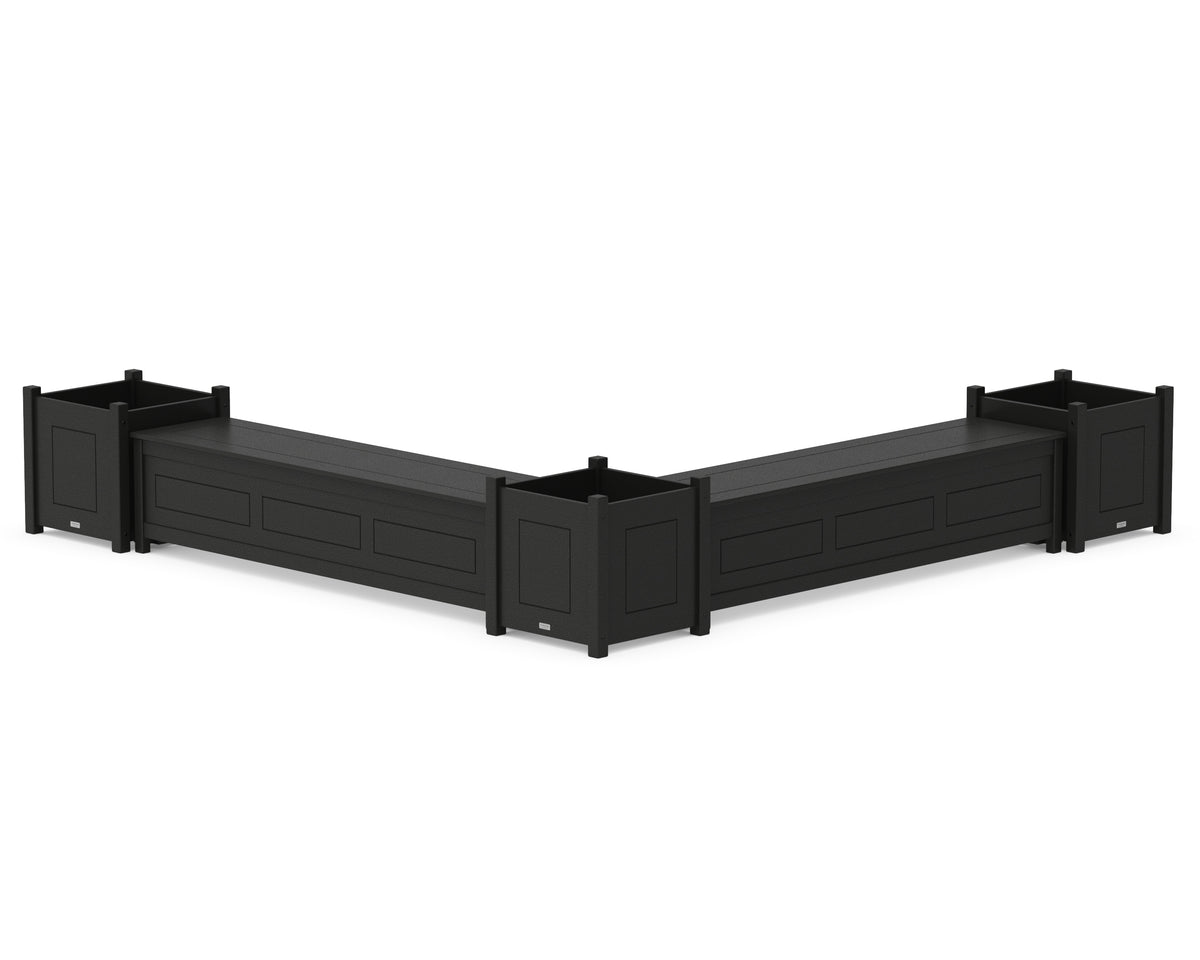 POLYWOOD 72" Country Living L-Shaped Planter Storage Bench Corner Set - Large in Black