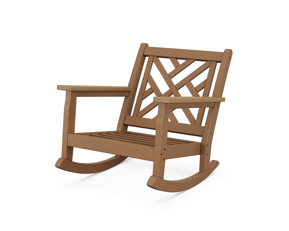POLYWOOD Chippendale Deep Seating Rocking Chair Frame in Teak / Natural