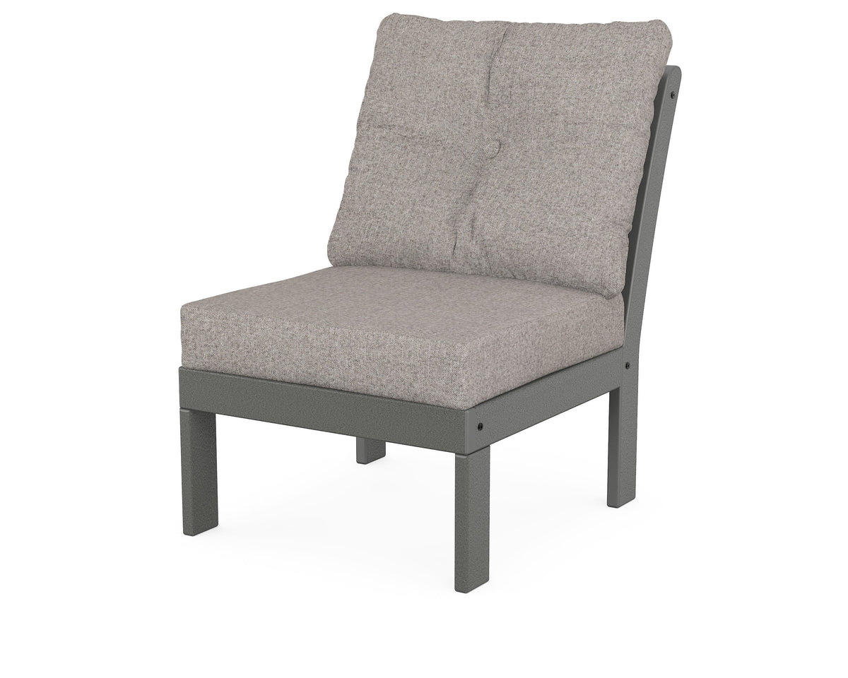 POLYWOOD Vineyard Modular Armless Chair in Slate Grey / Weathered Tweed