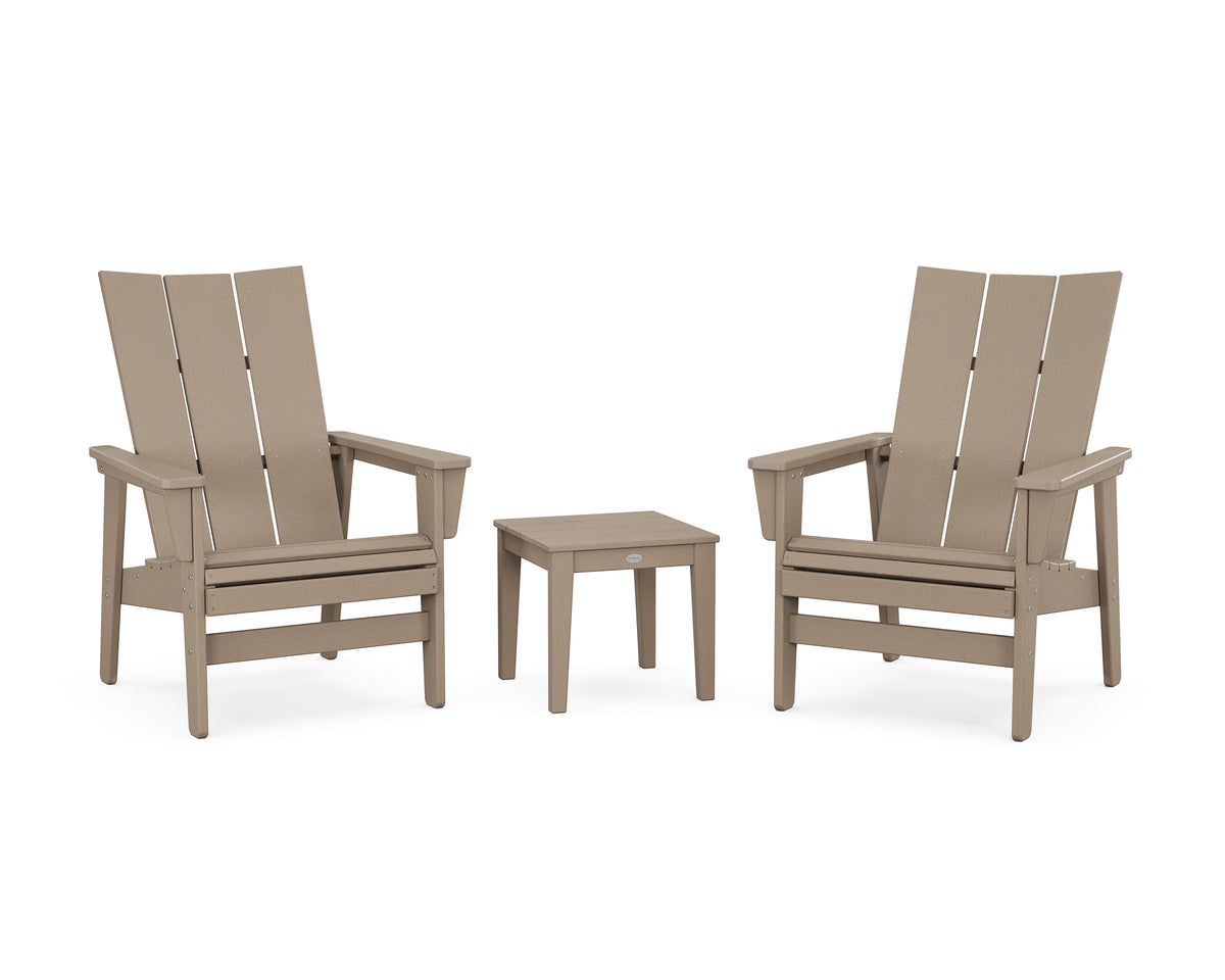POLYWOOD 3-Piece Modern Grand Upright Adirondack Set in Vintage Sahara