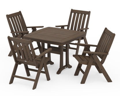 POLYWOOD Vineyard Folding 5-Piece Dining Set with Trestle Legs in Kona