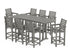 POLYWOOD Captain 9-Piece Farmhouse Bar Set with Trestle Legs in Slate Grey
