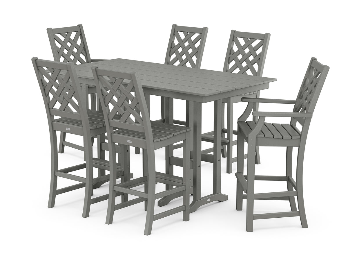 POLYWOOD Country Living Wovendale 7-Piece Farmhouse Bar Set in Slate Grey