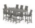 POLYWOOD Modern Adirondack 9-Piece Bar Set with Trestle Legs in Slate Grey