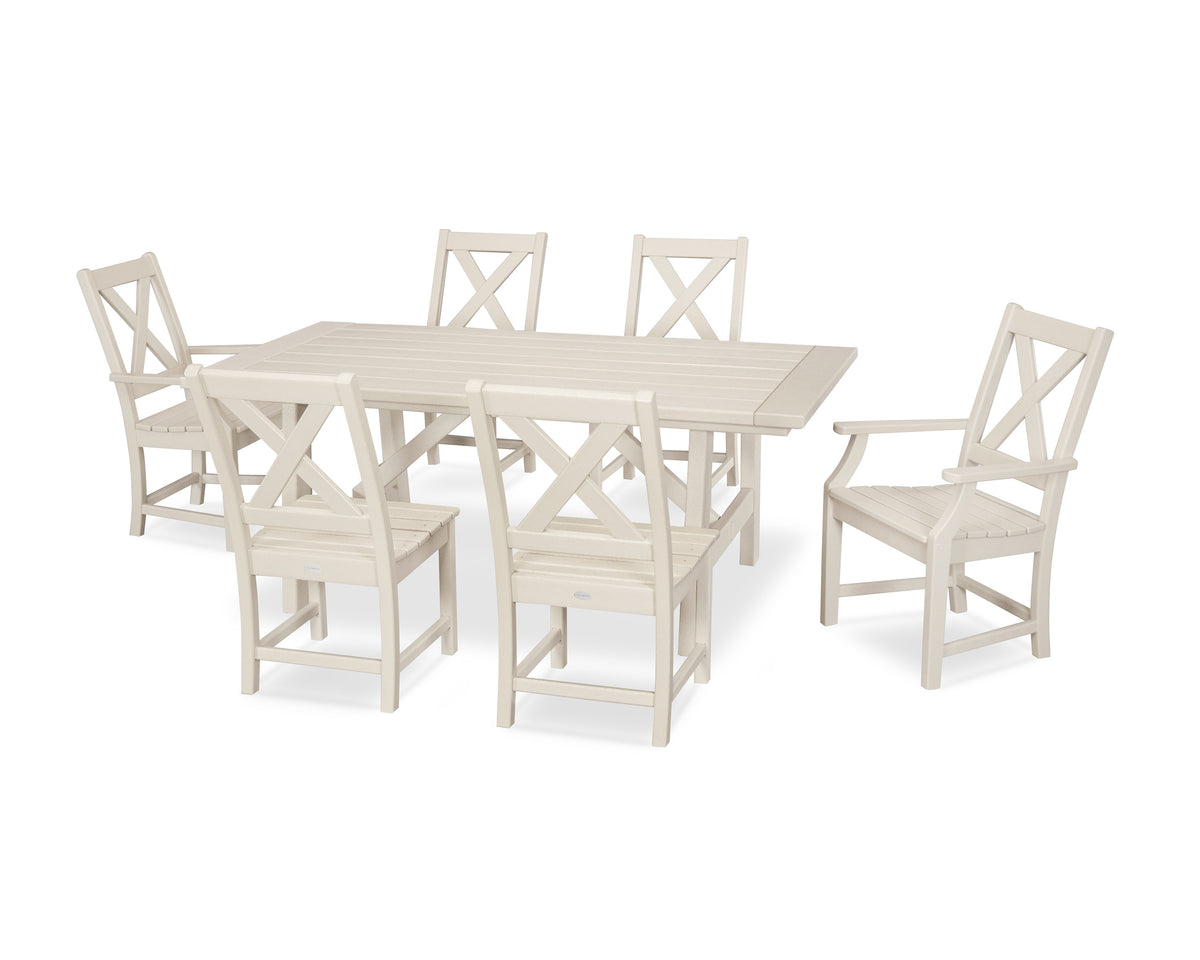 POLYWOOD Braxton 7-Piece Rustic Farmhouse Dining Set in Sand
