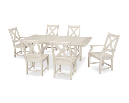 POLYWOOD Braxton 7-Piece Rustic Farmhouse Dining Set in Sand