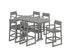 POLYWOOD EDGE Arm Chair 7-Piece Bar Set with Trestle Legs in Slate Grey