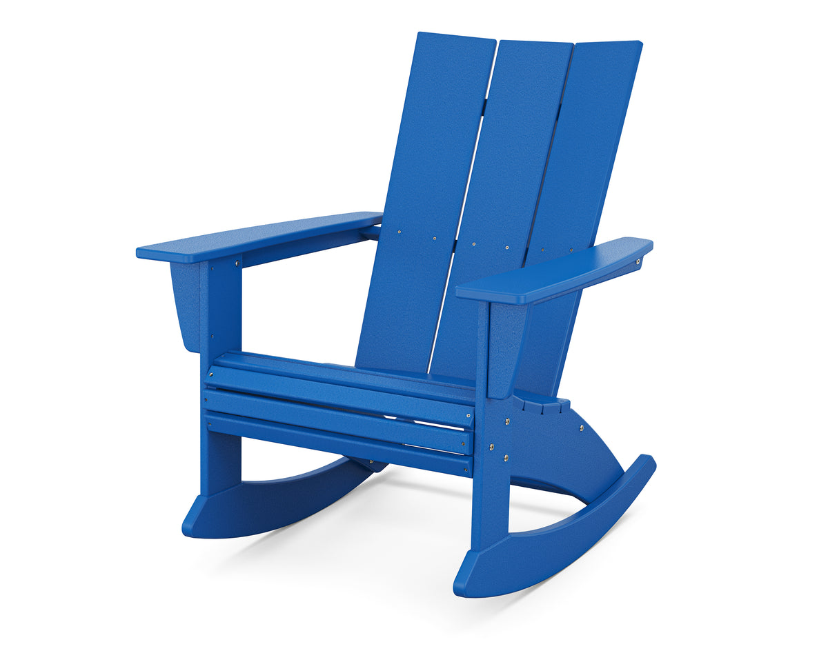 POLYWOOD Modern Curveback Adirondack Rocking Chair in Pacific Blue
