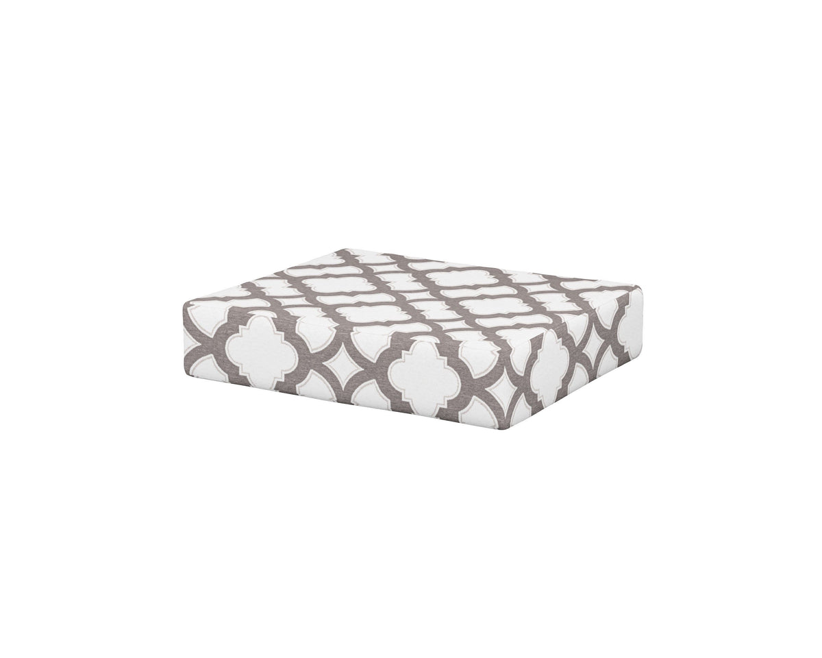 POLYWOOD Acadia Ottoman Cushion in Trellis Grey Mist