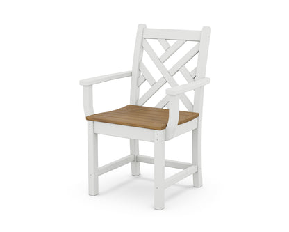 POLYWOOD Chippendale Dining Arm Chair in White / Natural