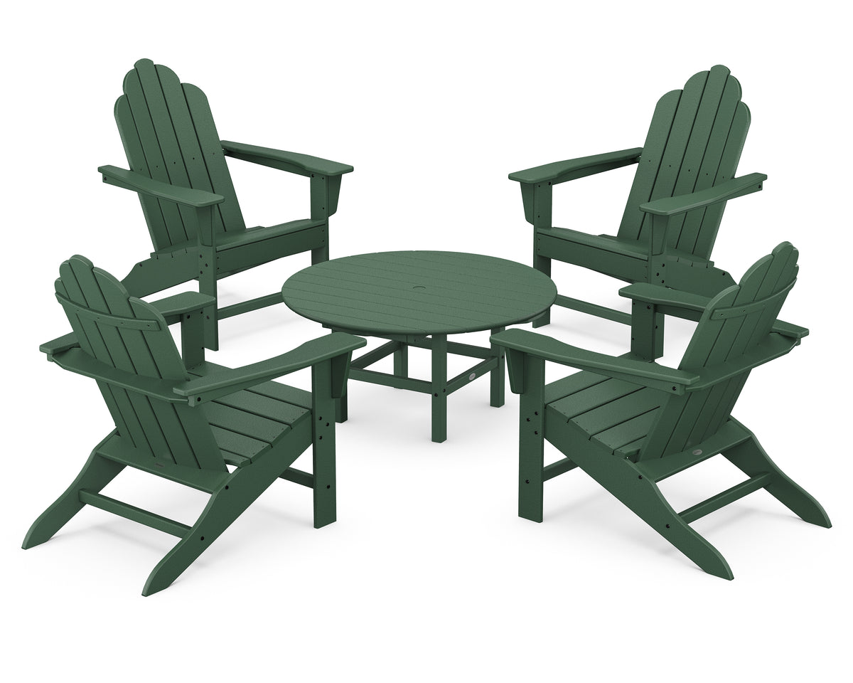 POLYWOOD Long Island Adirondack 5-Piece Conversation Group with Round 37" Conversation Table in Green