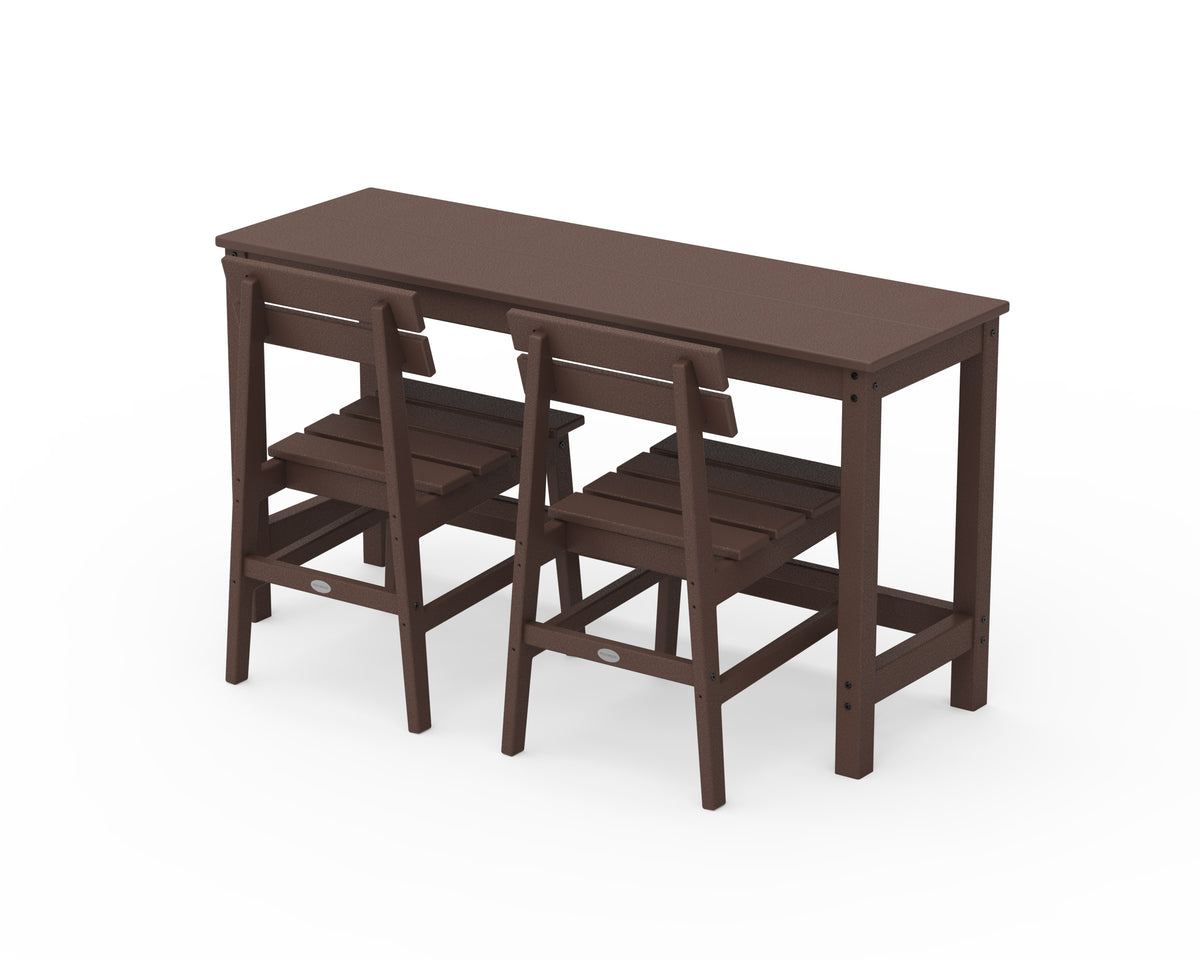 POLYWOOD Modern Studio Plaza Chair 3-Piece Balcony Set in Mahogany