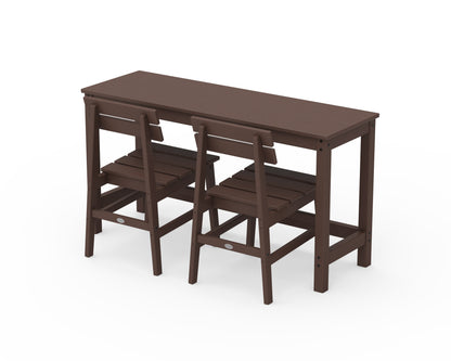 POLYWOOD Modern Studio Plaza Chair 3-Piece Balcony Set in Mahogany