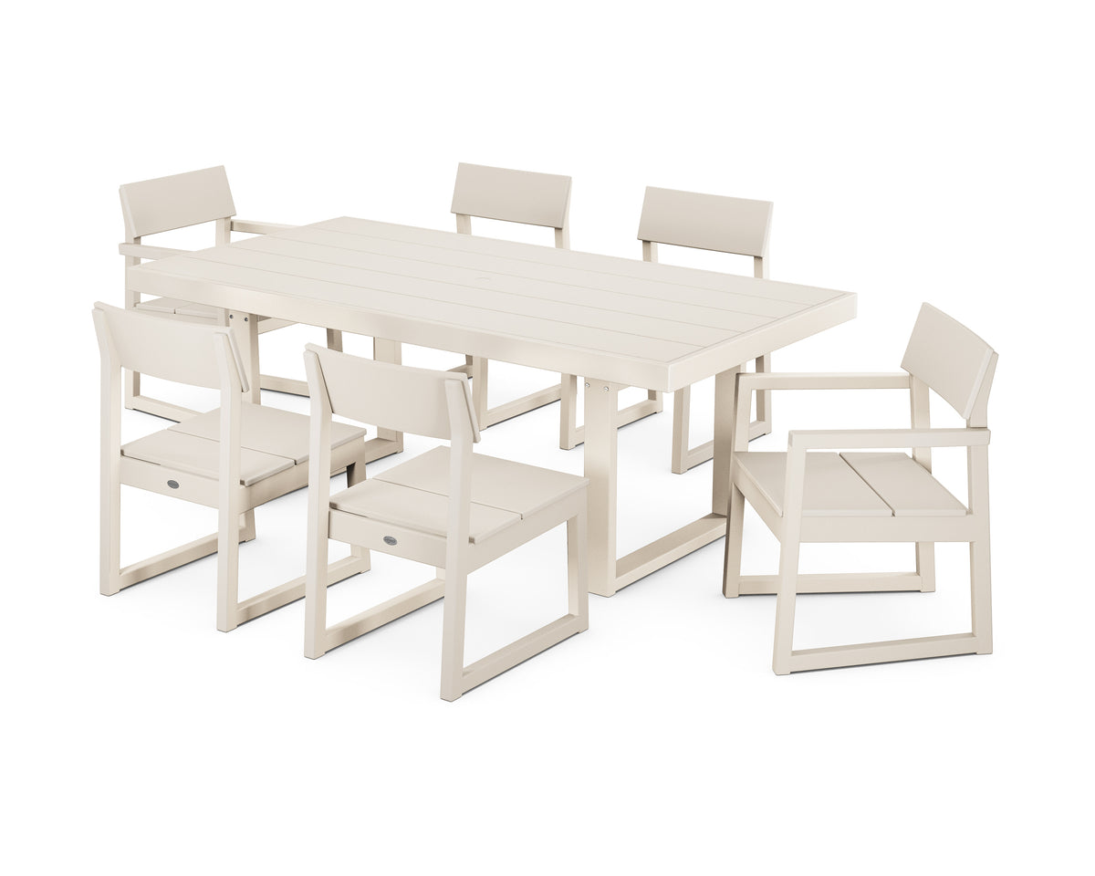 POLYWOOD EDGE 7-Piece Dining Set (EDGE 40" x 78" Table) in Sand