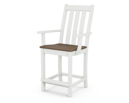 POLYWOOD Vineyard Counter Arm Chair in White / Kona