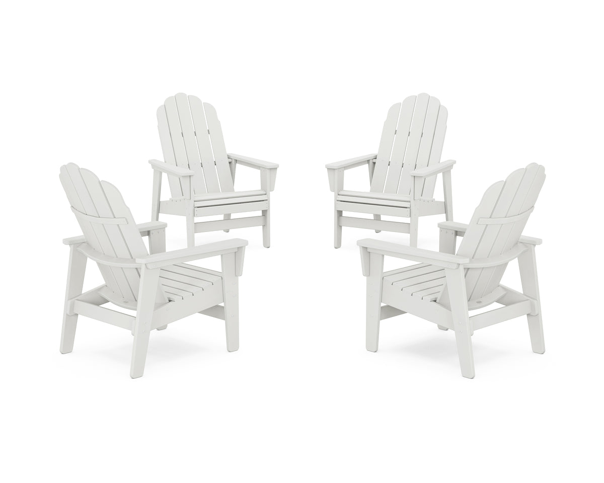 POLYWOOD 4-Piece Vineyard Grand Upright Adirondack Chair Conversation Set in Vintage White