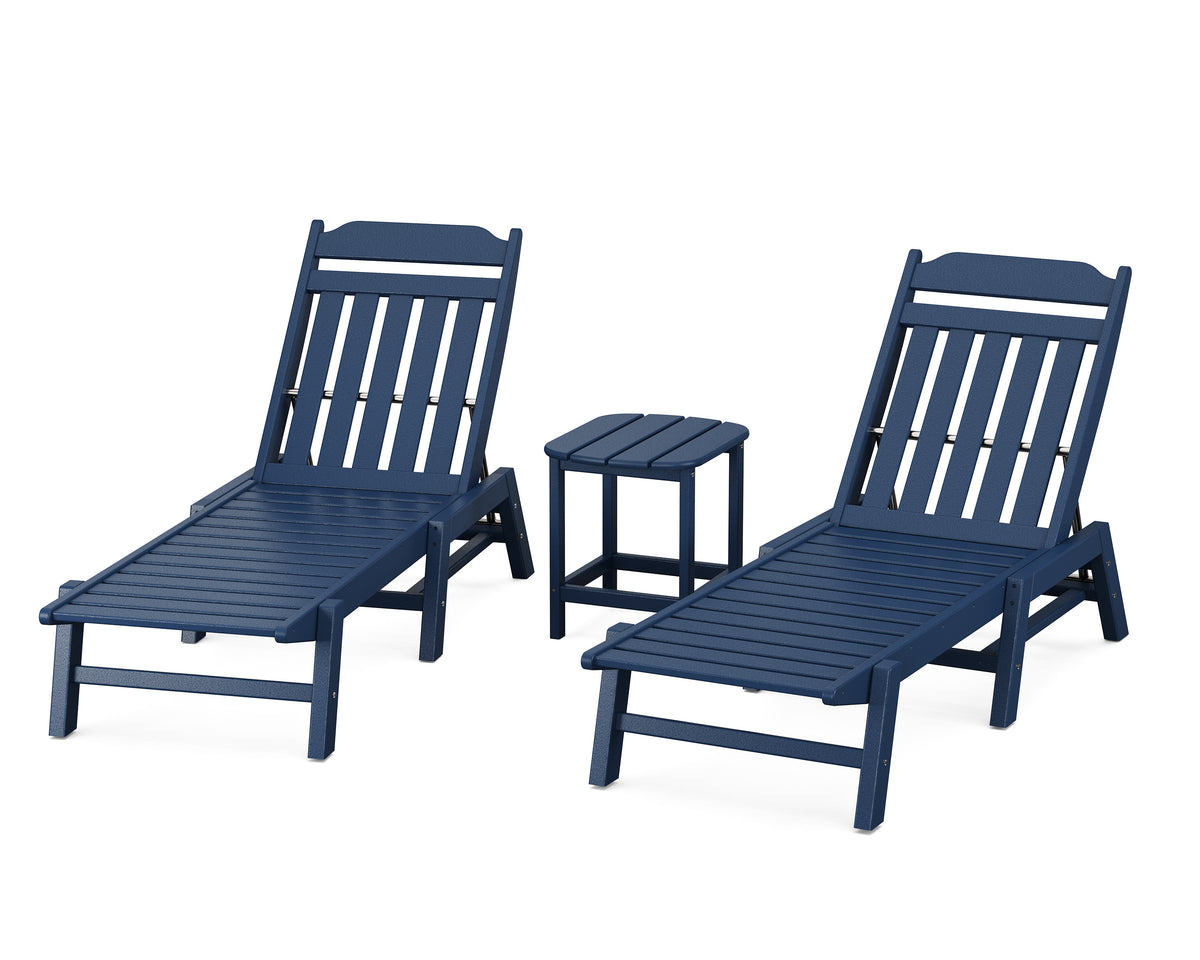 POLYWOOD Cottage 3-Piece Chaise Set in Navy