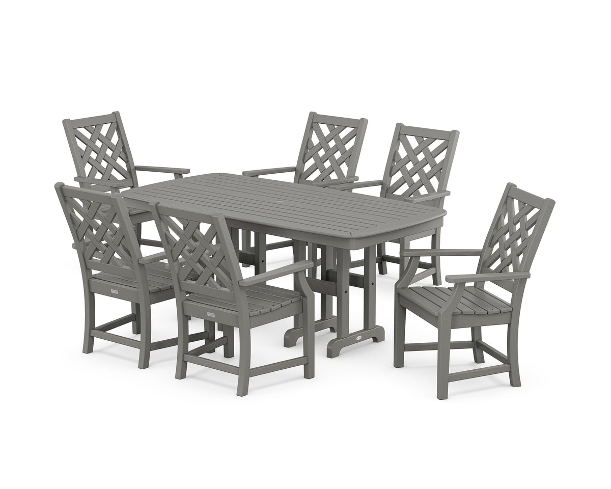 POLYWOOD Wovendale Arm Chair 7-Piece Dining Set in Slate Grey
