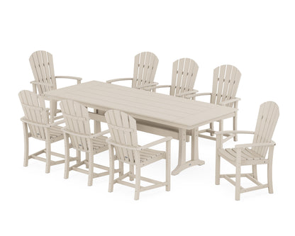 POLYWOOD Palm Coast 9-Piece Farmhouse Dining Set with Trestle Legs in Sand