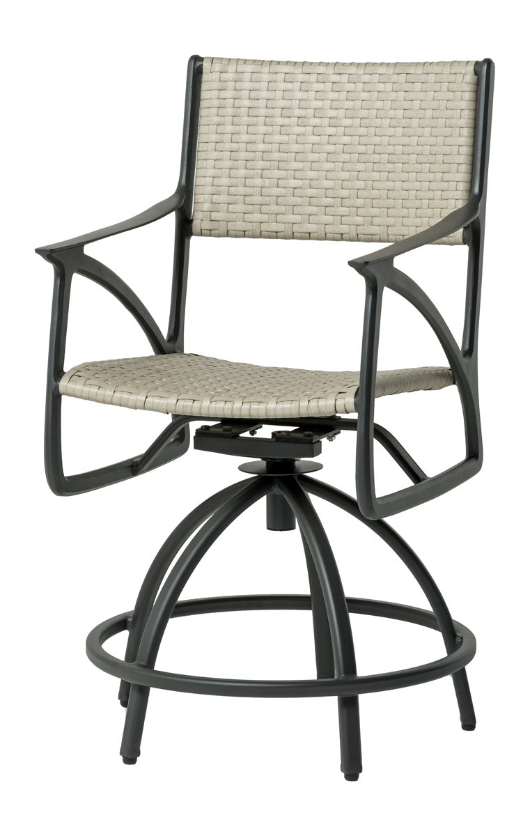 Gensun Amari Woven Swivel Rocking Balcony Stool in Carbon