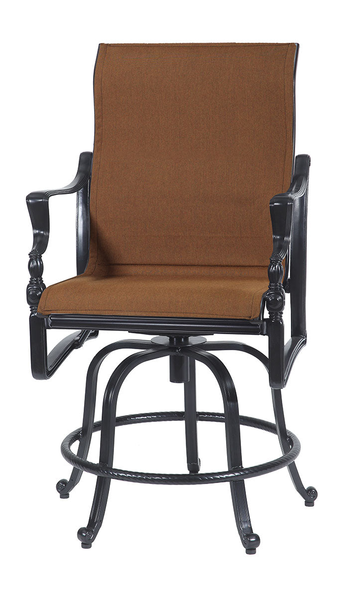 Gensun Bel Air Padded Sling Swivel Rocking Balcony Stool in Midnight Gold