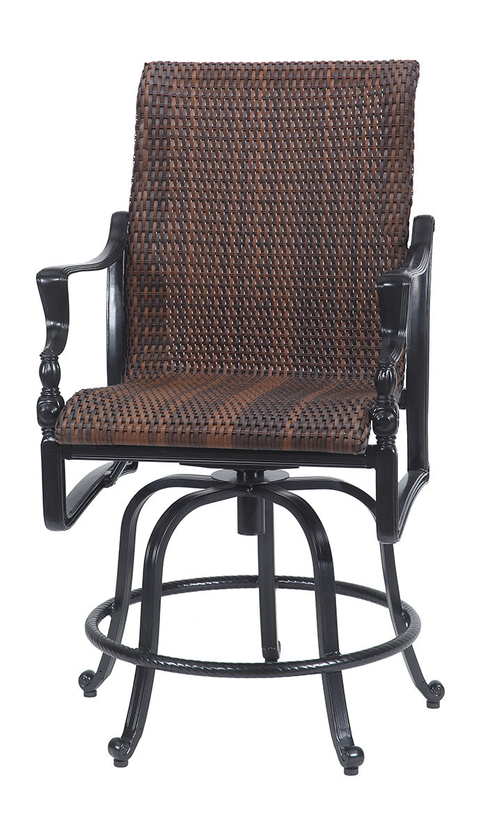 Gensun Bel Air Woven Swivel Rocking Balcony Stool in Midnight Gold