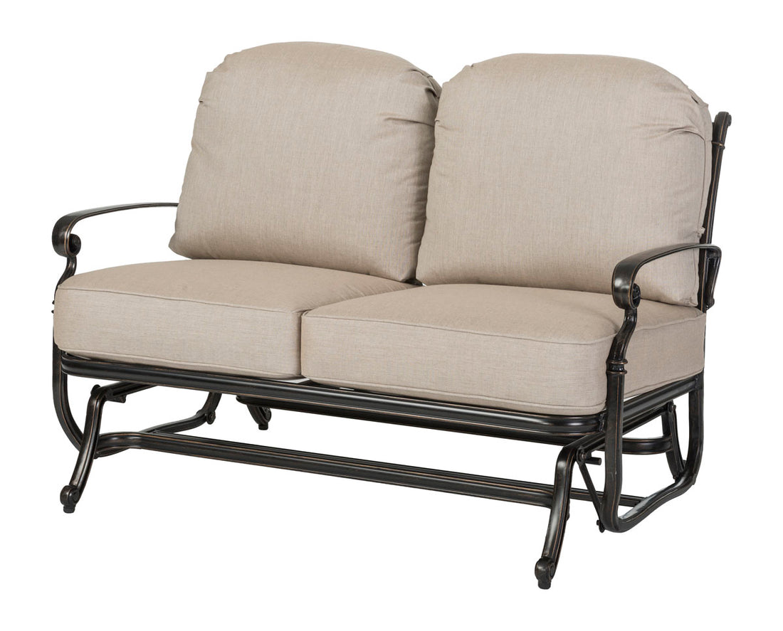 Gensun Bella Vista Cushion Loveseat Glider in Midnight Gold