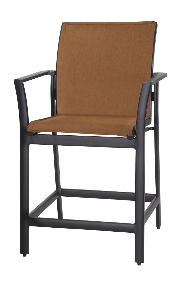 Gensun Echelon Padded Sling Stationary Balcony Stool in Carbon