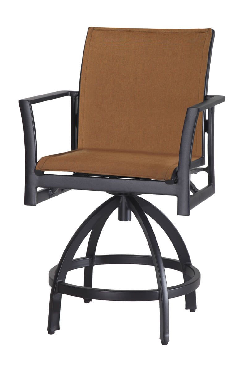 Gensun Echelon Padded Sling Swivel Balcony Stool in Carbon