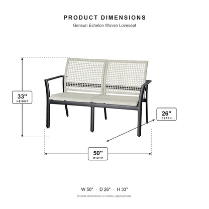 Gensun Echelon Woven Loveseat dimensions: 50 in W x 26 in D x 33 in H