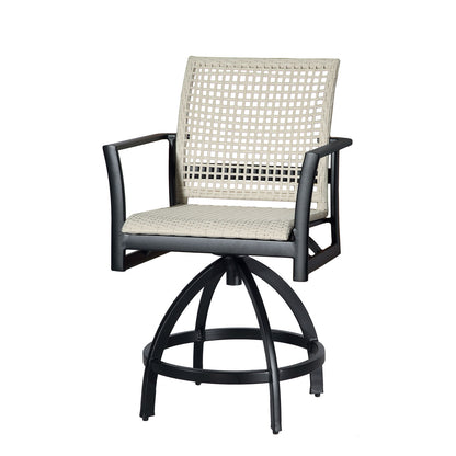 Gensun Echelon Woven Swivel Balcony Stool in Carbon