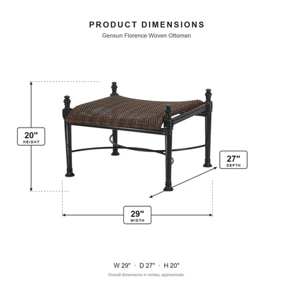 Gensun Florence Woven Ottoman dimensions: 29 in W x 27 in D x 20 in H