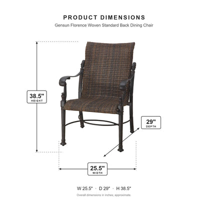 Gensun Florence Woven Standard Back Dining Chair dimensions: 25.5 in W x 29 in D x 38.5 in H