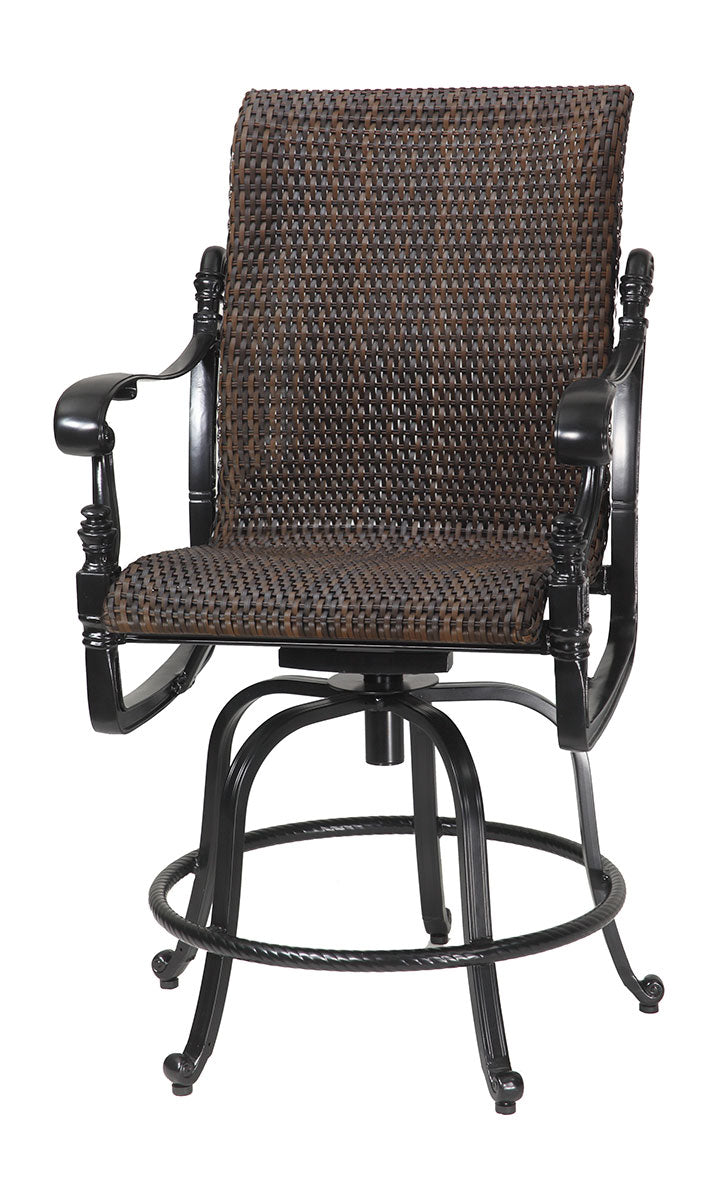 Gensun Florence Woven Swivel Rocking Balcony Stool in Carbon