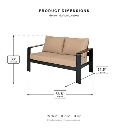 Gensun Hudson Loveseat dimensions: 56.5 in W x 31.5 in D x 33 in H