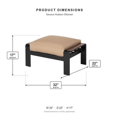 Gensun Hudson Ottoman dimensions: 32 in W x 22 in D x 17 in H
