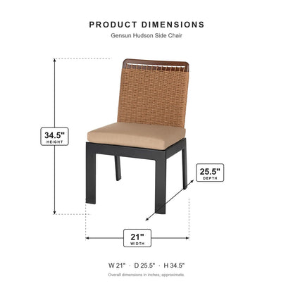 Gensun Hudson Side Chair dimensions: 21 in W x 25.5 in D x 34.5 in H