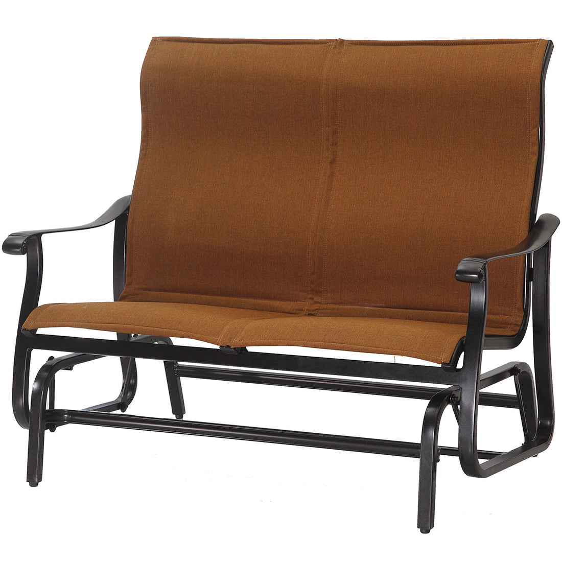Gensun Lucerne Padded Sling High Back Loveseat Glider in Midnight Gold
