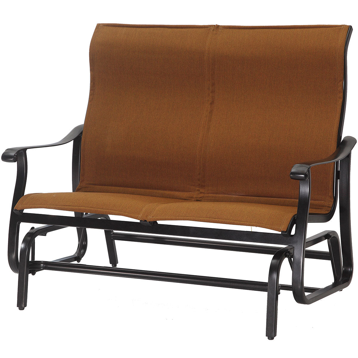 Gensun Lucerne Padded Sling High Back Loveseat Glider in Midnight Gold