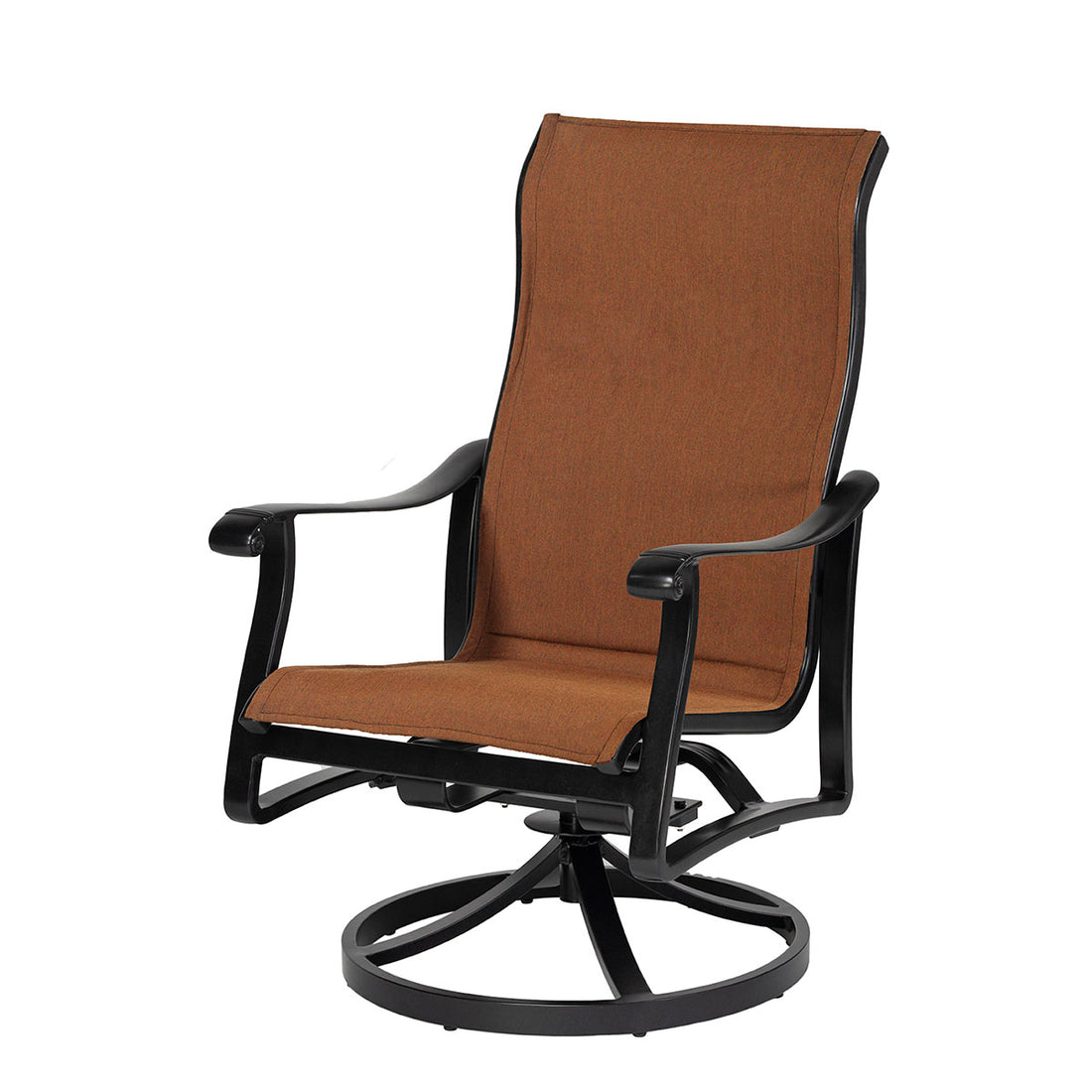 Gensun Lucerne Padded Sling High Back Swivel Rocker in Midnight Gold