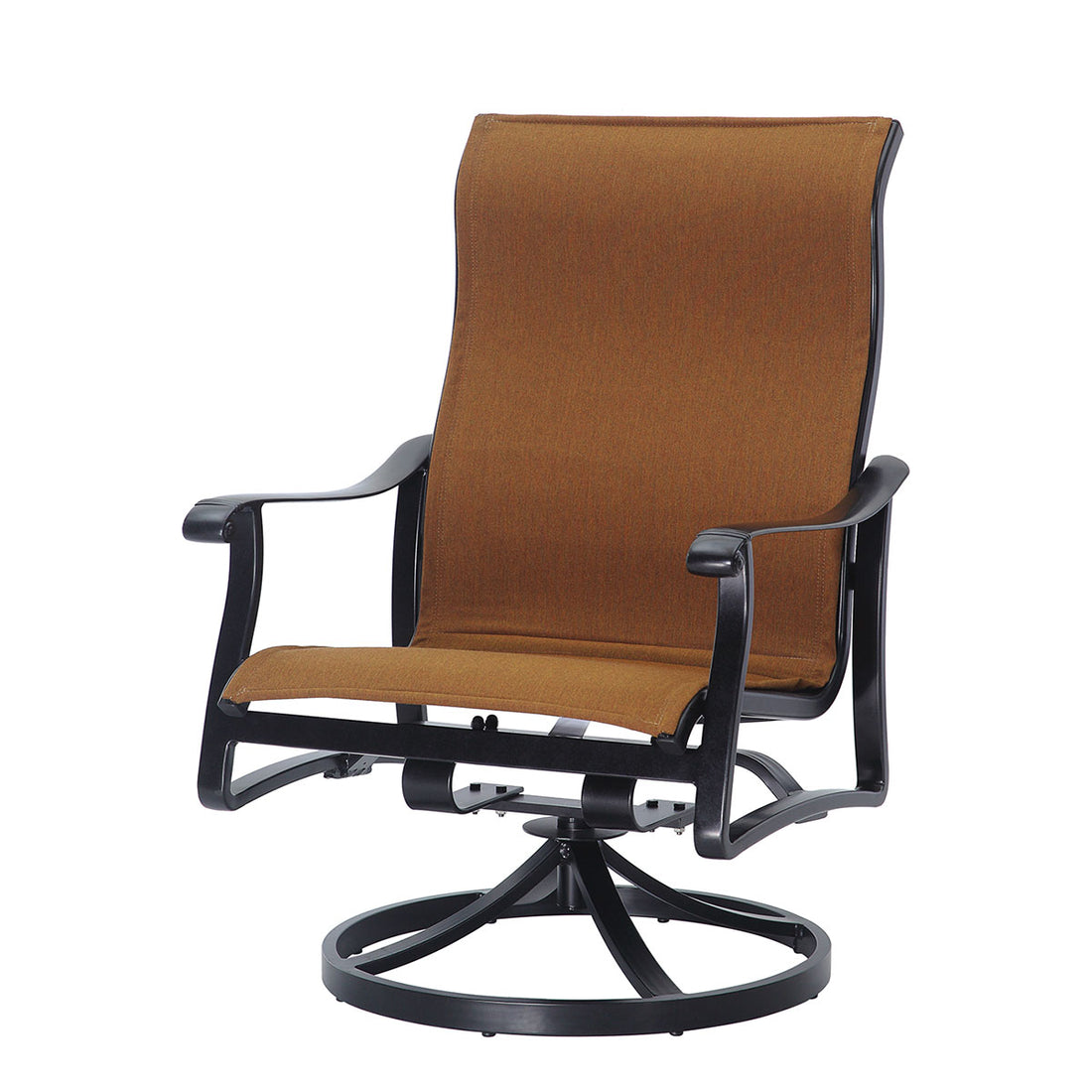 Gensun Lucerne Padded Sling High Back Swivel Rocking Lounge Chair in Midnight Gold