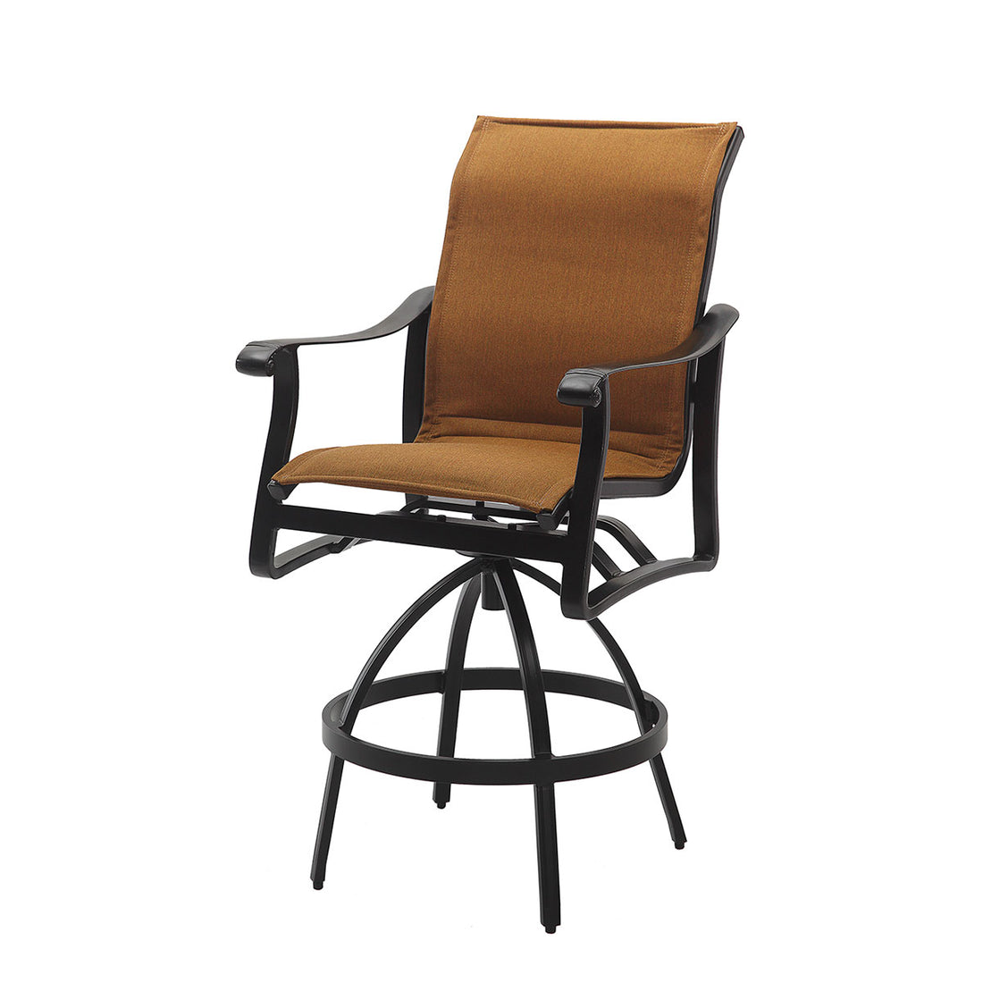 Gensun Lucerne Padded Sling Swivel Bar Stool in Midnight Gold