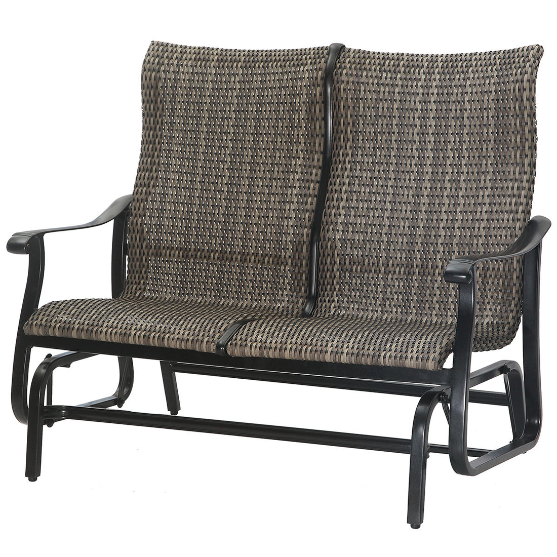 Gensun Lucerne Woven High Back Loveseat Glider in Midnight Gold