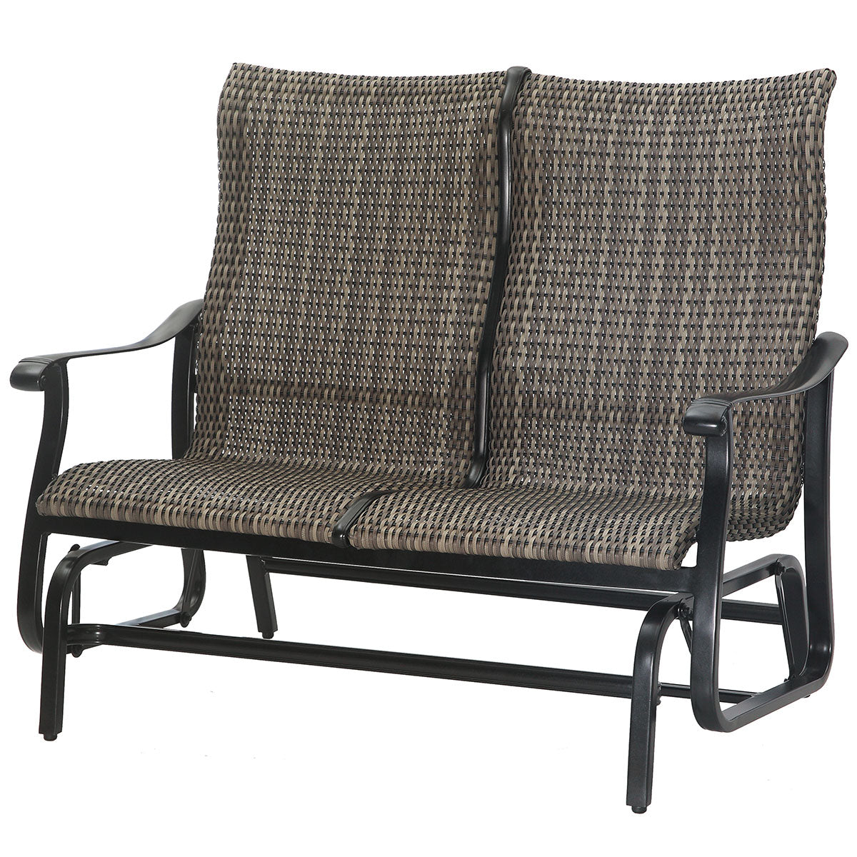 Gensun Lucerne Woven High Back Loveseat Glider in Midnight Gold