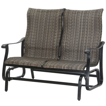Gensun Lucerne Woven High Back Loveseat Glider in Midnight Gold